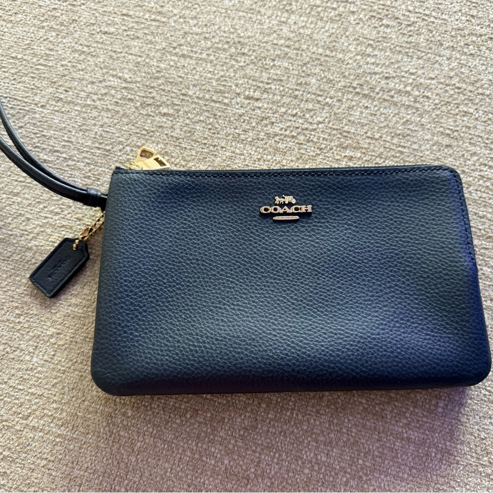 Coach Midnight Blue Leather Wristlet
